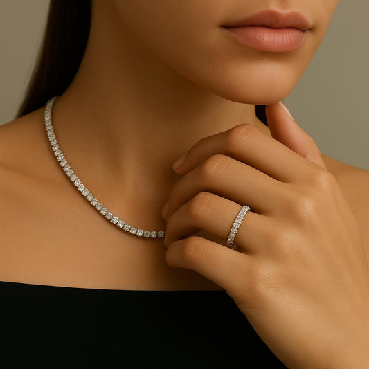 classic Diamond-Inspired Set in 925 Sterling Silver
